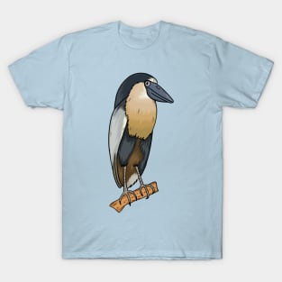 Boat-billed heron bird cartoon illustration T-Shirt